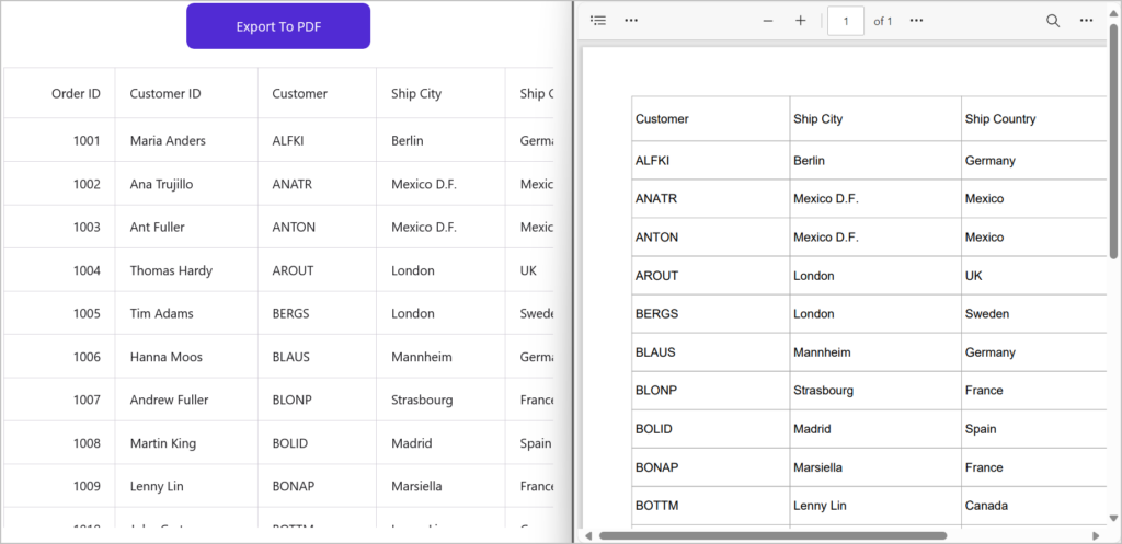 Excluding specific columns in .NET MAUI DataGrid while exporting to a PDF