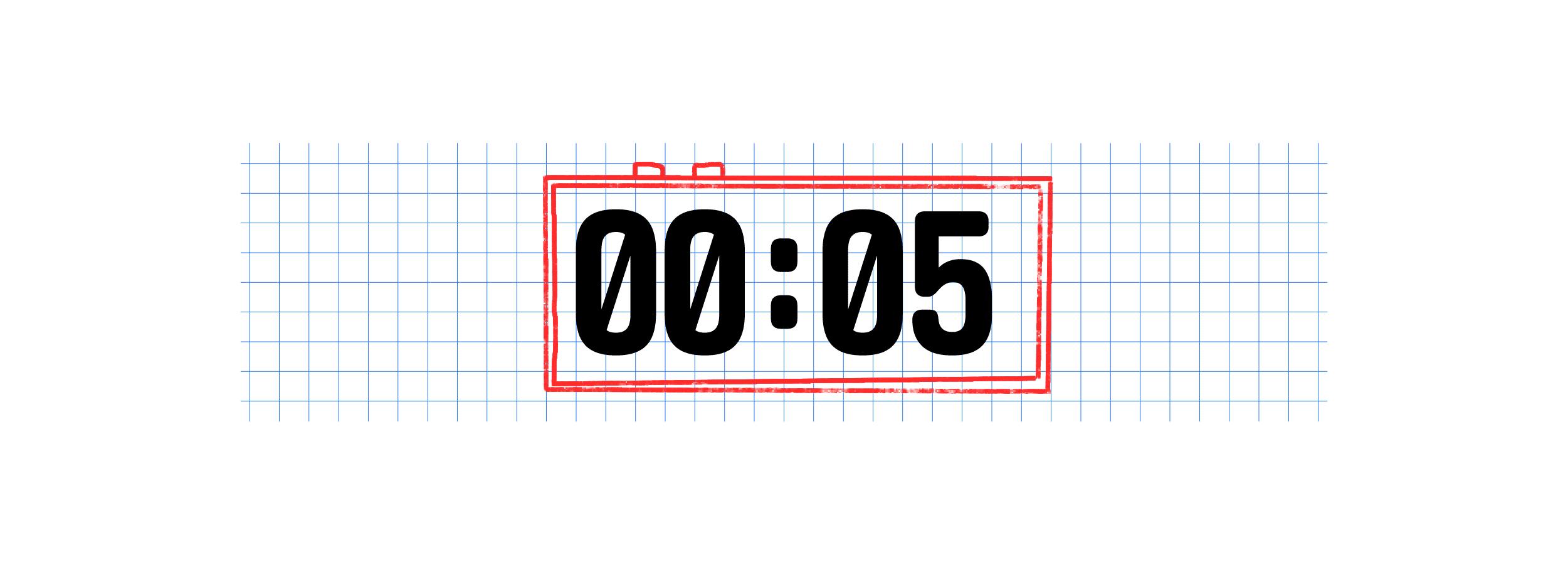 Digital clock counting down from five seconds