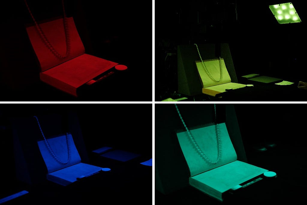 A sequence of four images taken during multispectral imaging (during visible light exposures) [Image credit: Alex Nightingale]