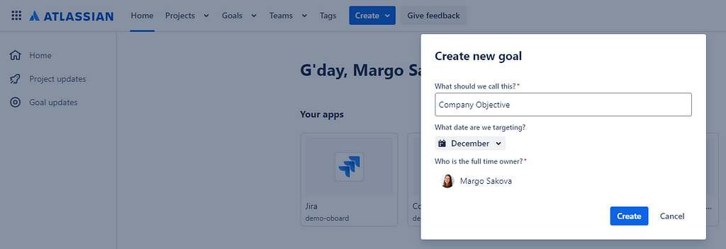 OKRs in Atlassian Goals / former Atlassian Atlas