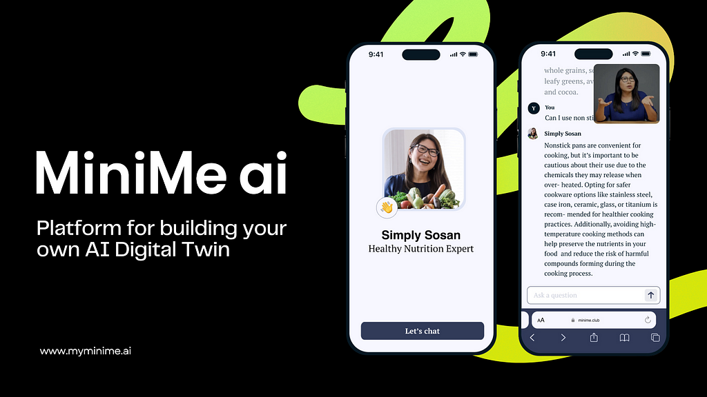 MiniMe app, Simply sosan, Health coach, AI agent, Digital Twin, Build your own AI