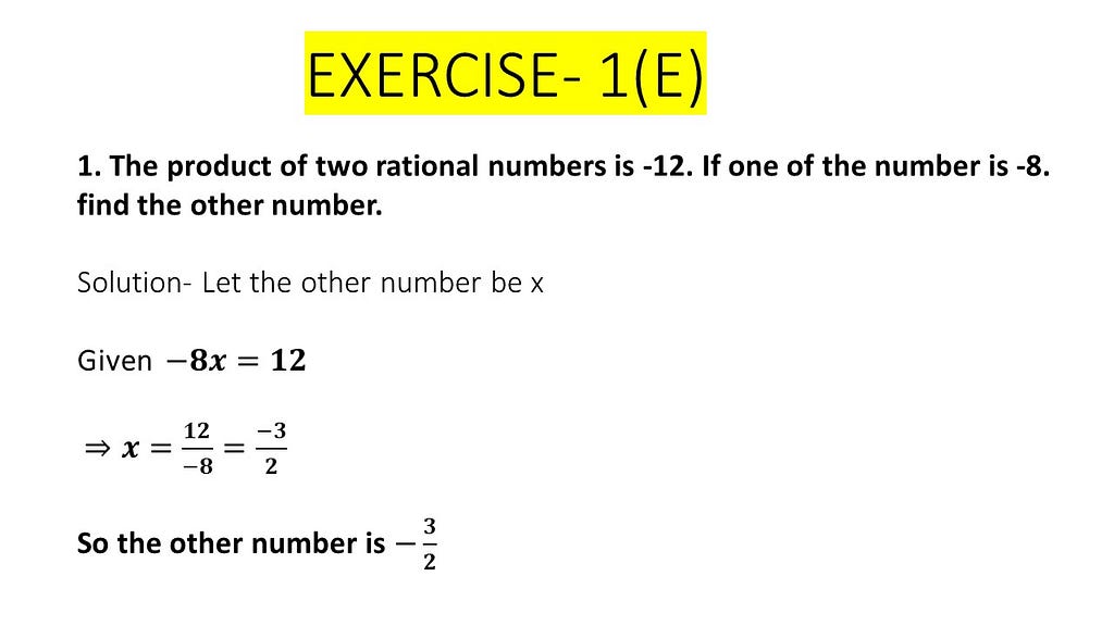 word problems on rational number exercise 1(E) of composite mathematics class 8 text book questions answers