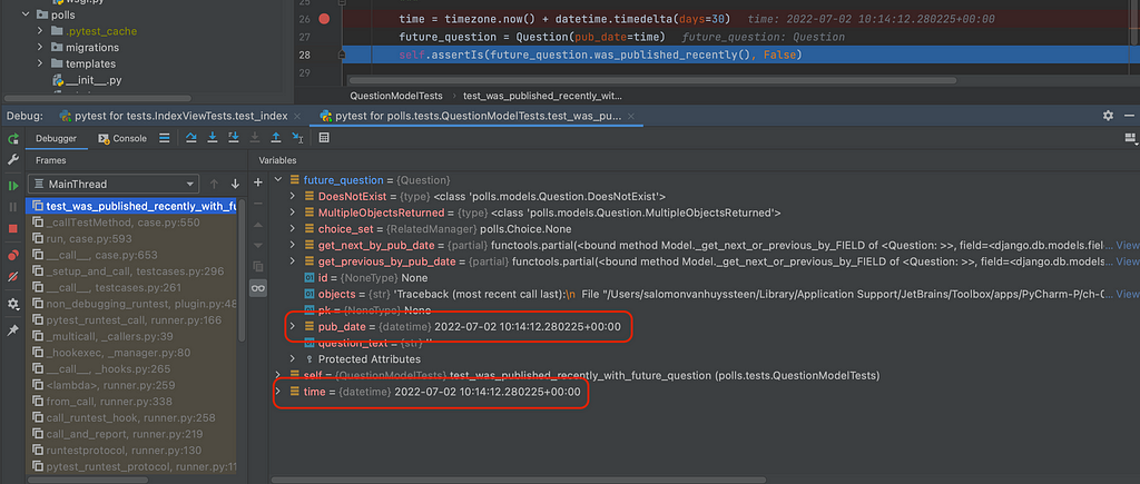 Check pub_date and time values