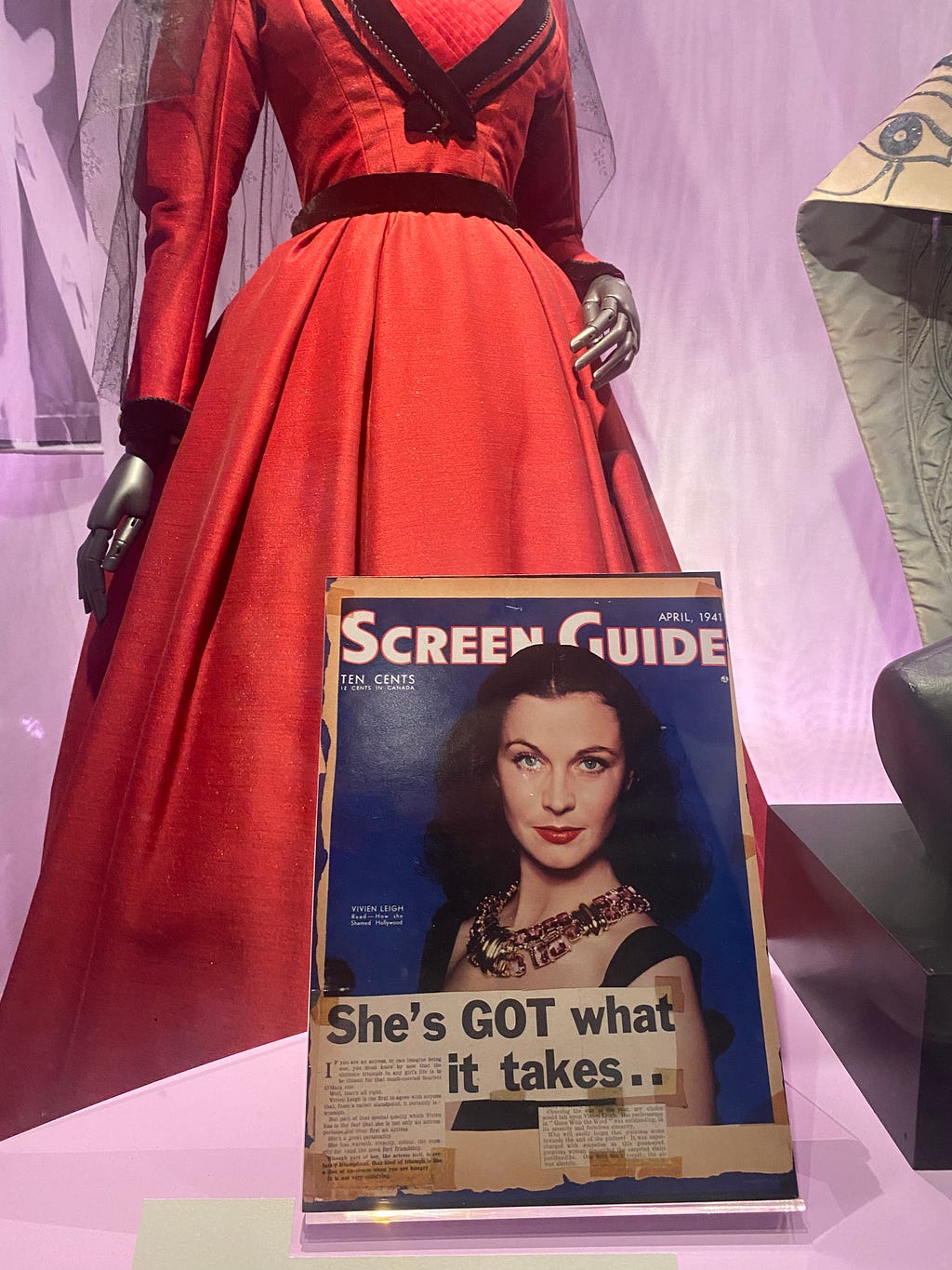 Vivien Leigh collage and red dress she wore on the set of Gone With The Wind