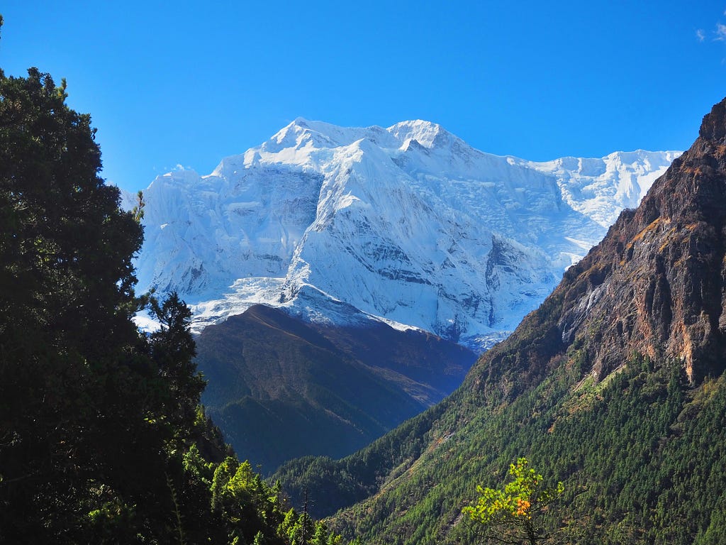 Image of Annapurna Mountain. Annapurna Mountain Lies in Nepal. Annapurna Himalayan Are is Naturally very Beautiful Place.