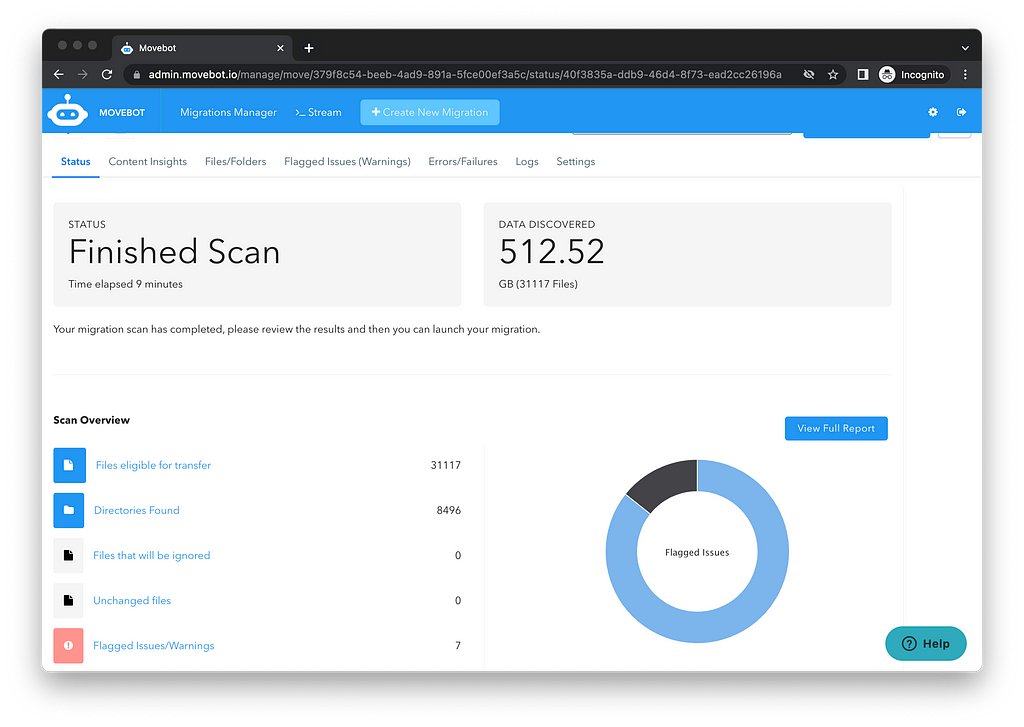 cloud scan discovery file migration