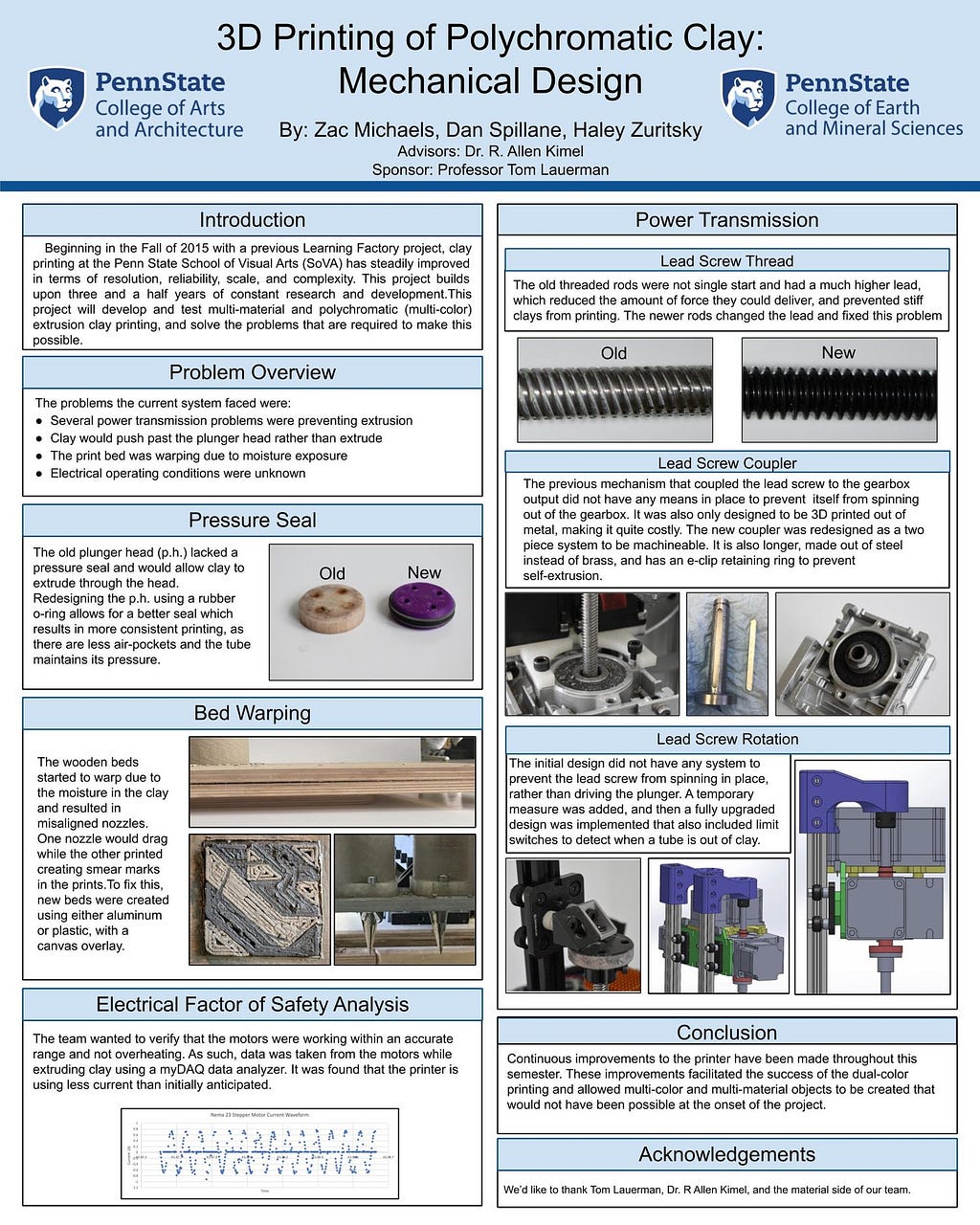 Image of poster outlining work conducted by the “mechanical” side of the team.