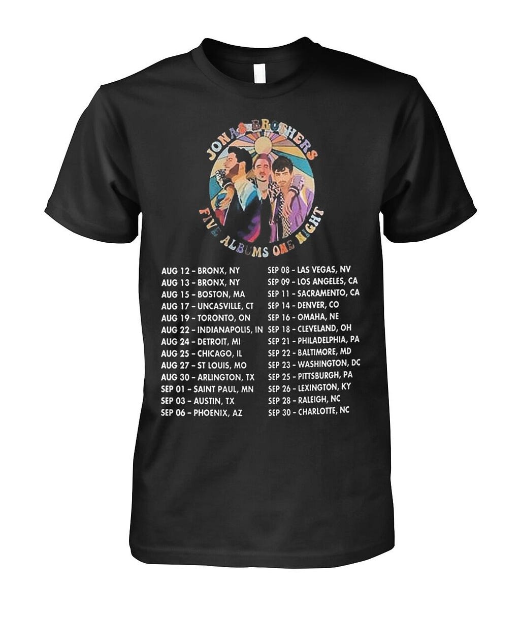Jonas Brothers Five Albums One Night Tour 2024 Shirt