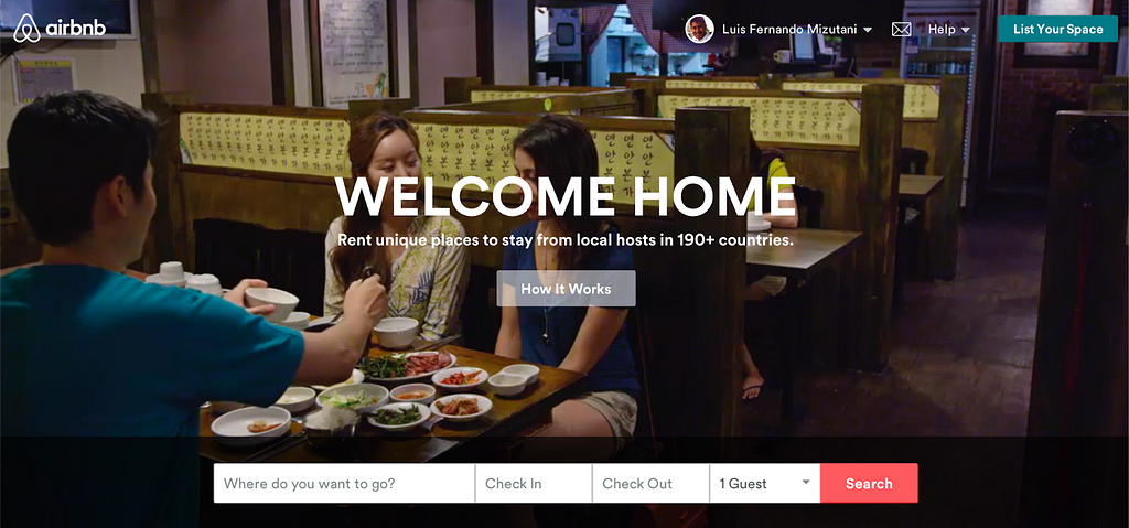 Image of Airbnb homepage