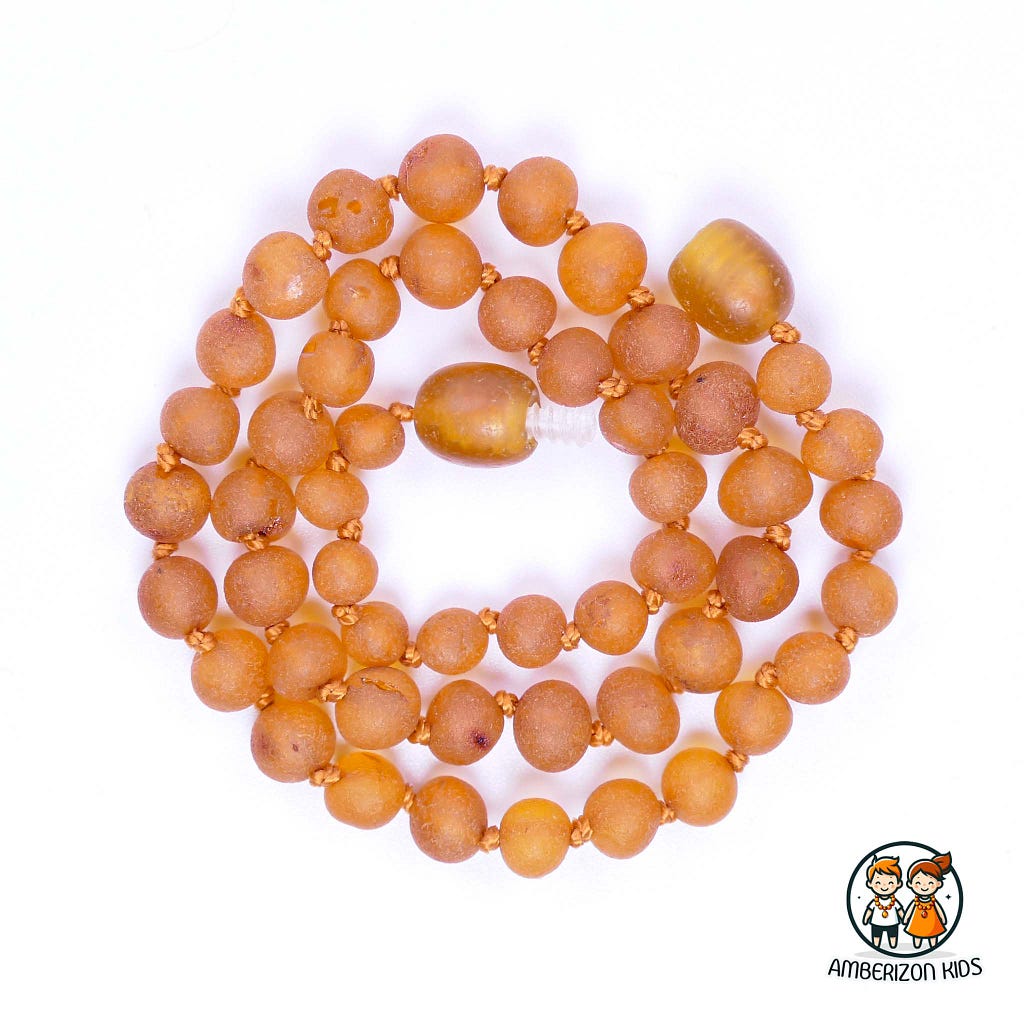 Orange raw amber teething necklace — amber beads for teething baby — Baltic amber jewelry for children. Unique orange baby necklace in Baroque shape amber beads. Bestseller.