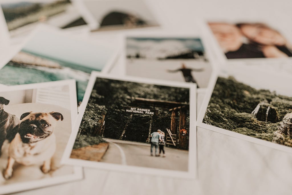 A stack of polaroid pictures