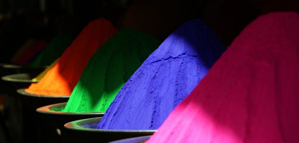 colourful dye powders