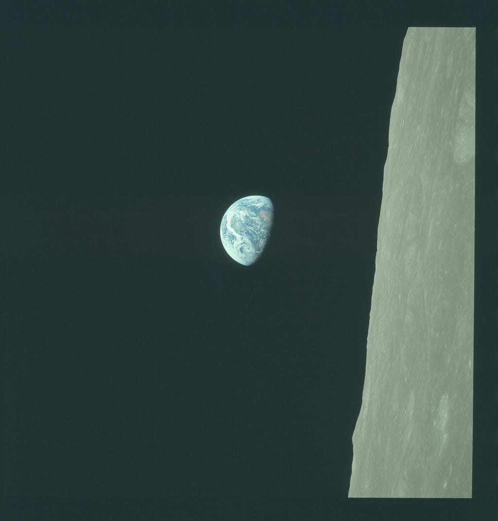 Earthrise photo, Apollo 8, NASA, 1968