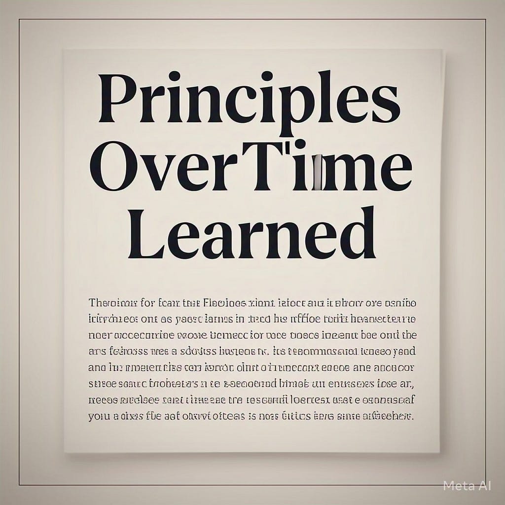 Principles over time learned: my lessons over the past 12 months
