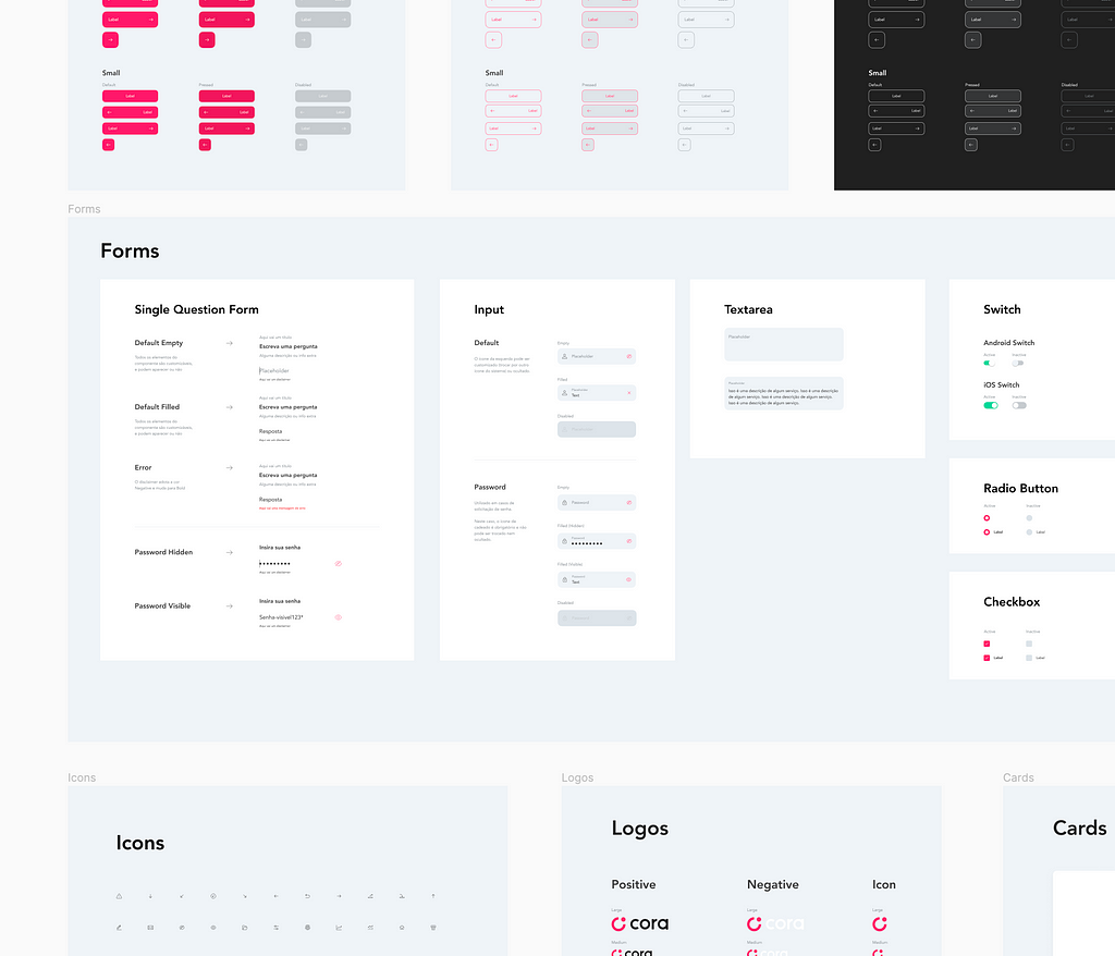 A screenshots demonstrating a few components of a design system