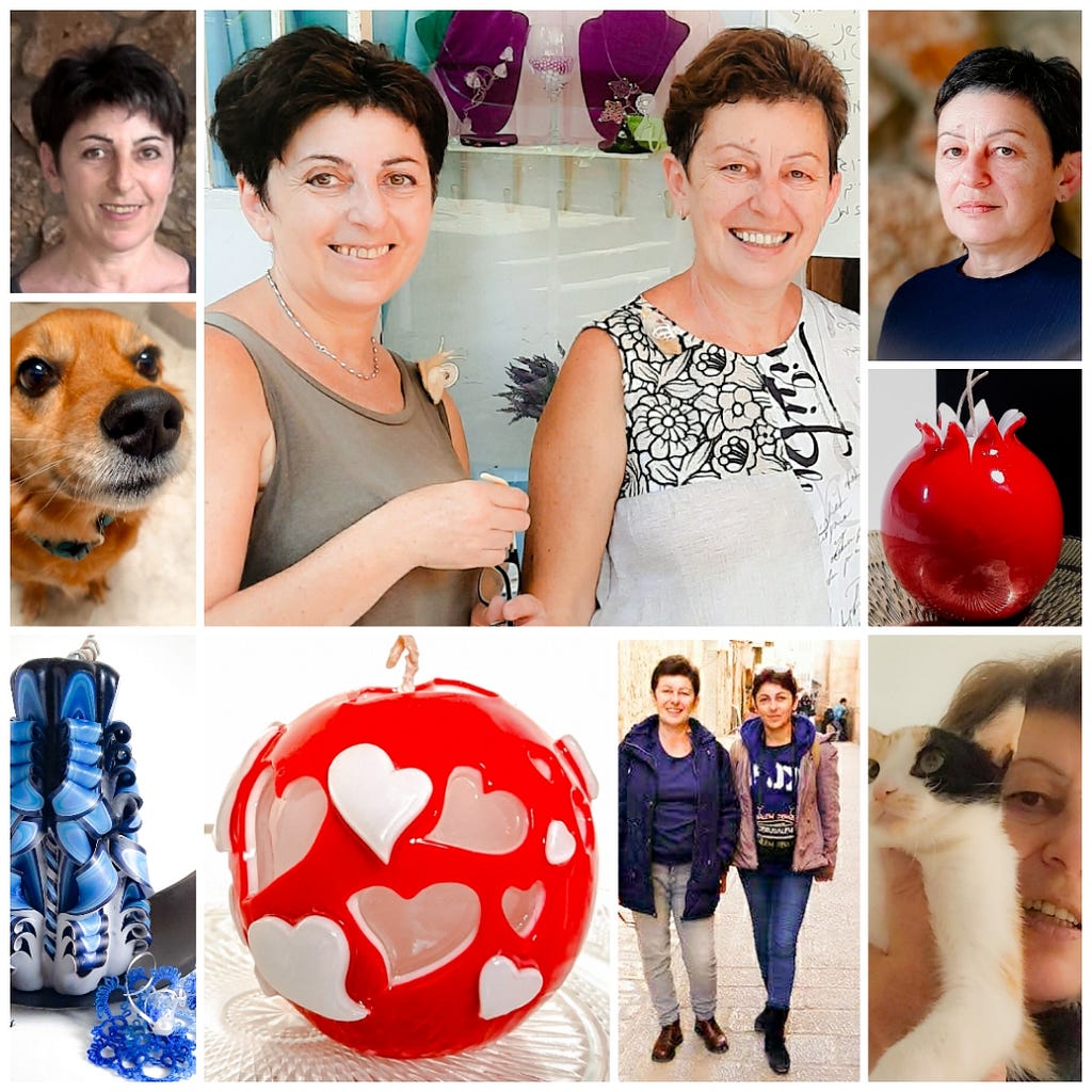 We are two sisters, Nina Nurik https://www.facebook.com/ninanurik/ and Julia Kateroush, https://www.facebook.com/juliakateroush/, and we are creating candles, hand-carved, and not only. We live in the north of Israel, in Qiryat Shemona. We have families, a dog, and cats. Candles are born in our NerotCandles workshop. We believe that candle making is not a craft but an exclusive art. Delivery worldwide. Each candle is properly packed in a separate box. Made with love.