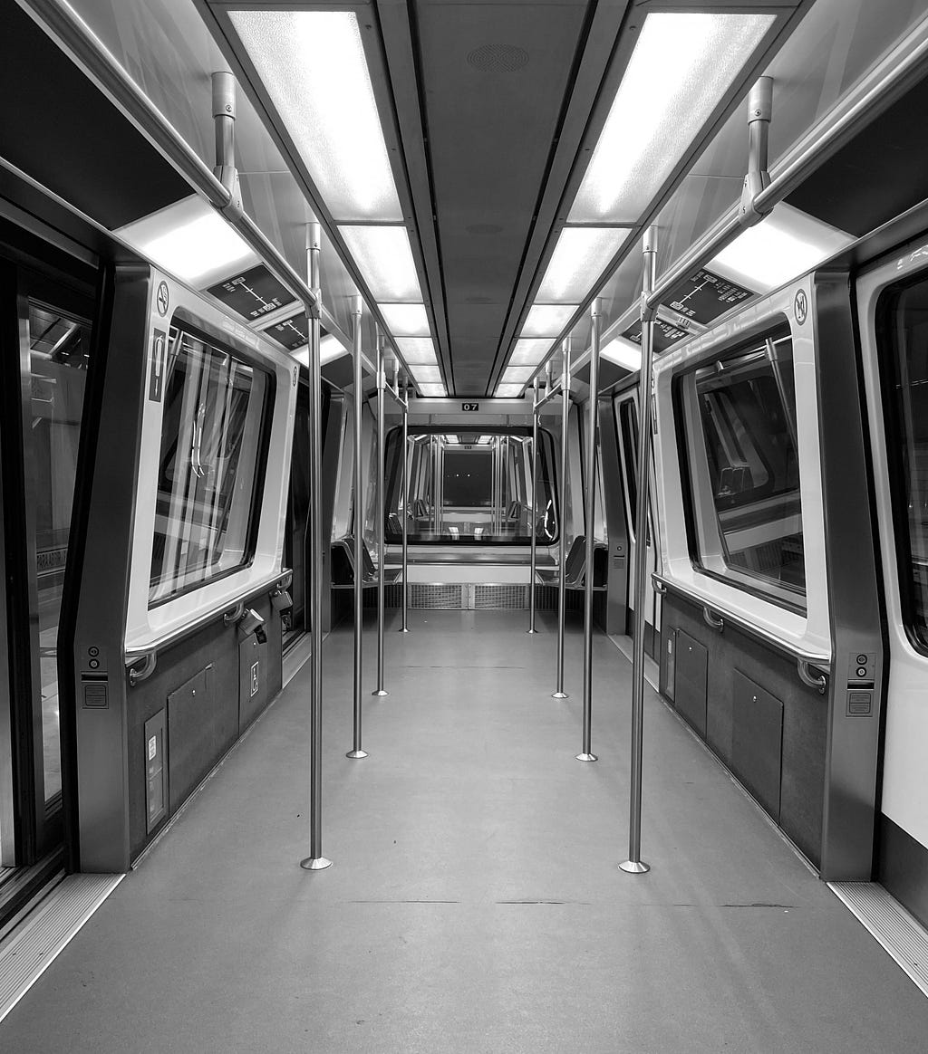 Empty subway from the airport connecting terminals