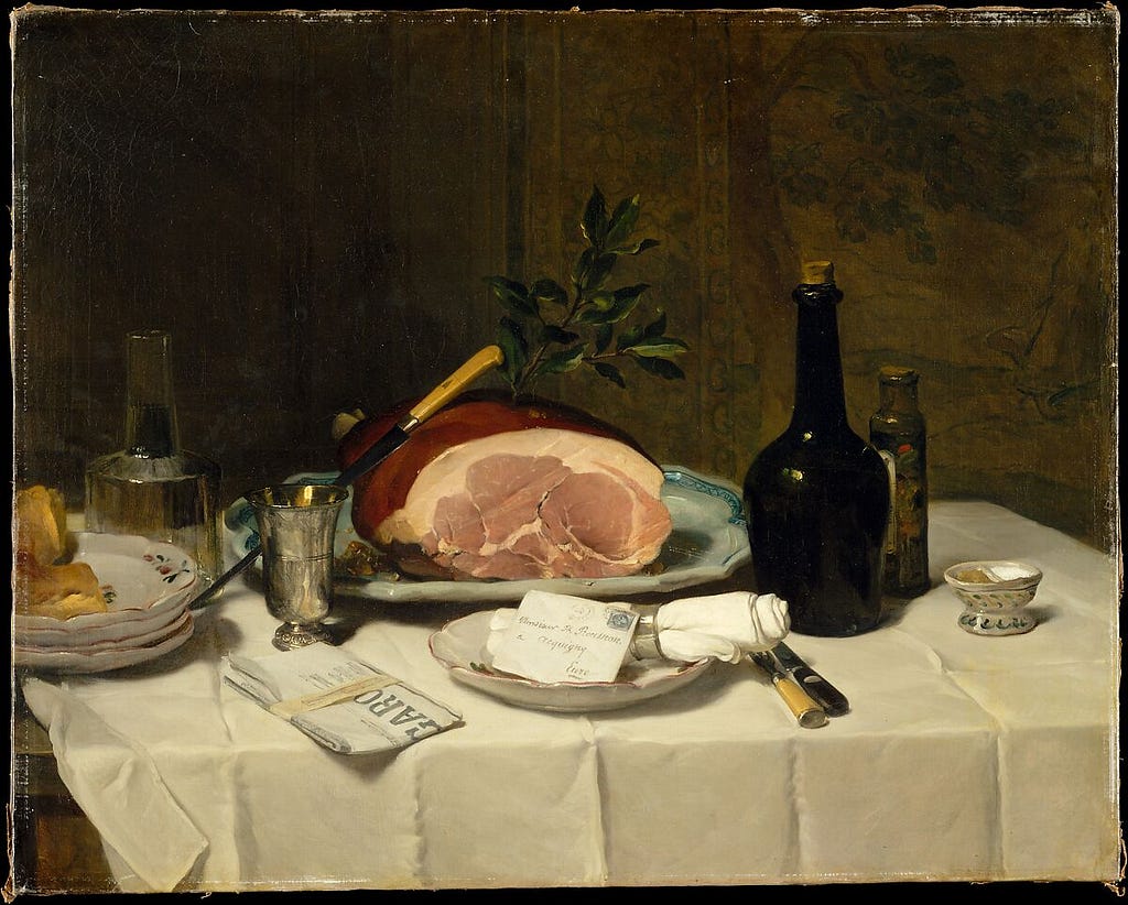The Metropolitan Museum of Art, New York, Still Life with Ham, Philippe rousseau, French 1870s; https://www.metmuseum.org/art/collection/search/437513
