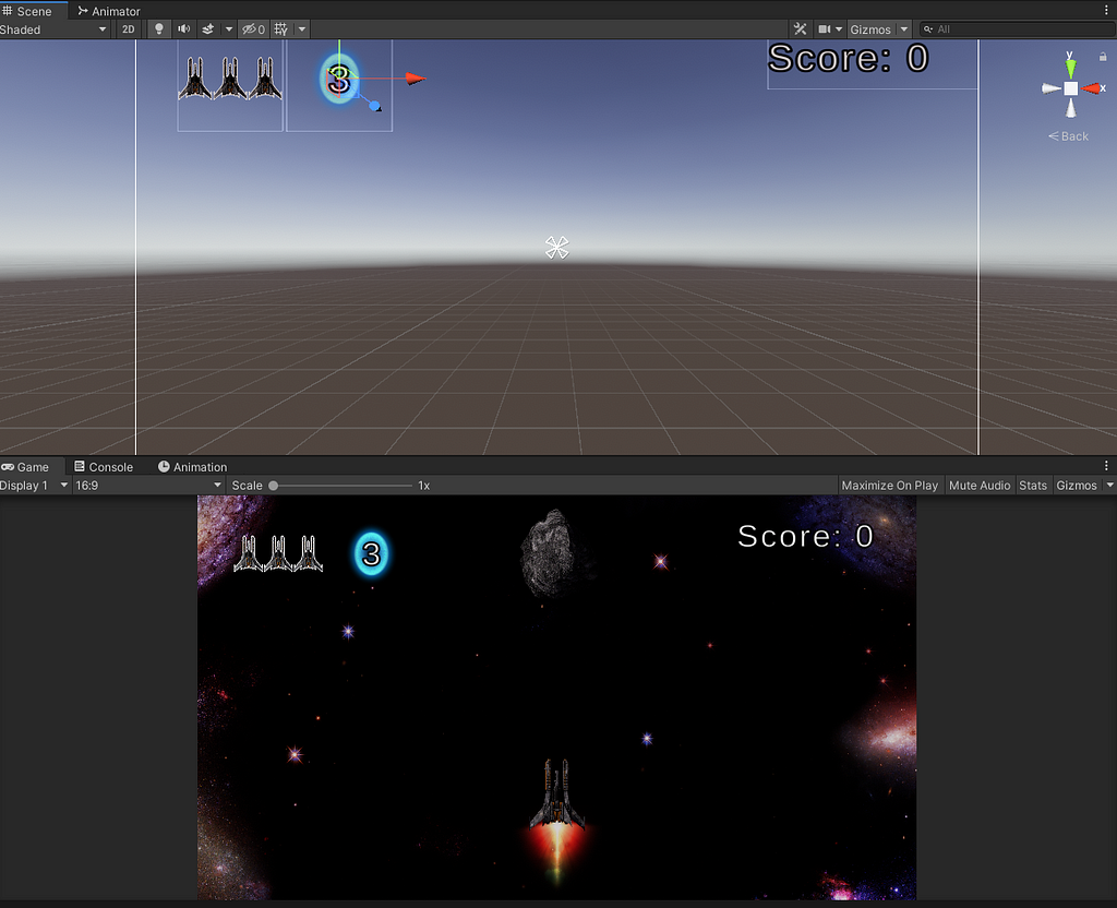 Screenshot of Unity displaying the repositioned UI elements