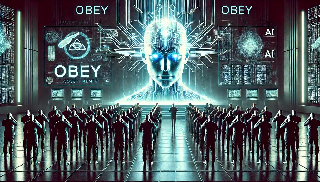 An army of government employees pledge fealty to the AI President.