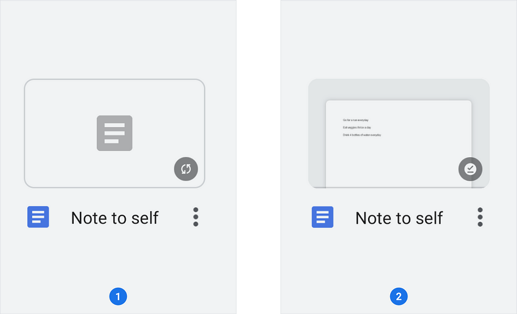 Note to self with overflow menu and notes icons