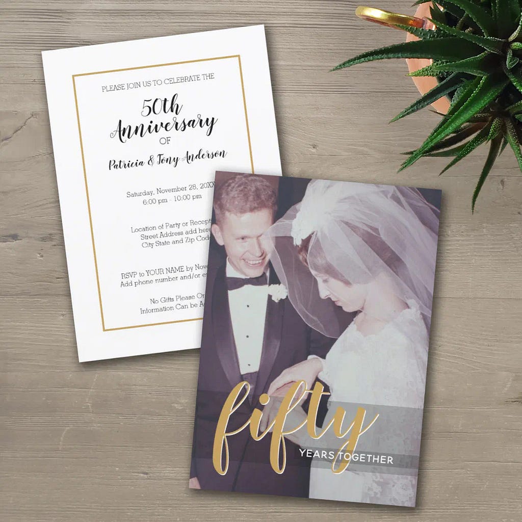 Fifty — 50th Wedding Anniversary & Photo Invitation — Zazzle