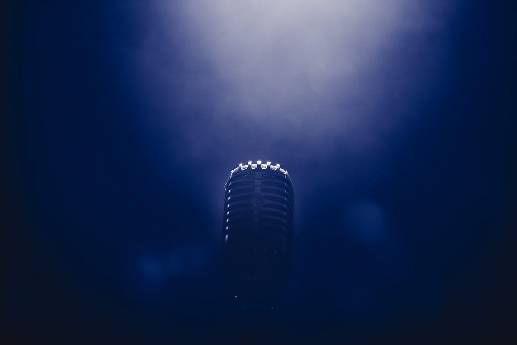 Microphone with blue backlight