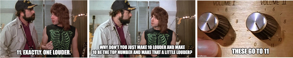 Meme showing the “These go to 11” scene from This is Spinal Tap