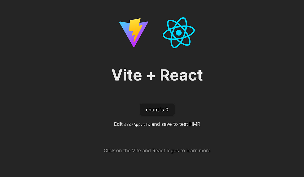 The Vite + React starter screen