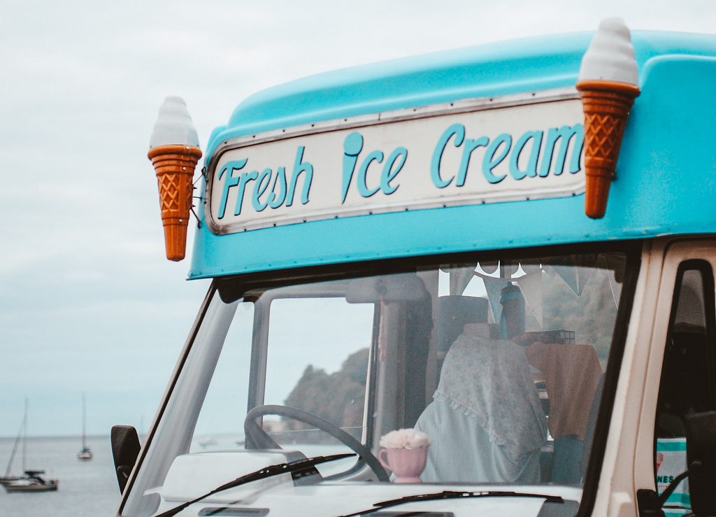 Ice cream van on the coast line