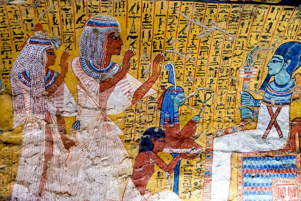 Ptah receiving homage from the 19th-dynasty tomb of Irynefer