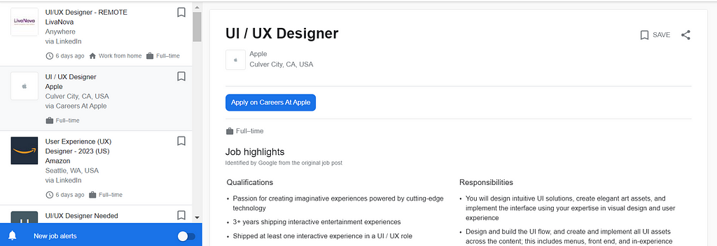 Jobs as UI/UX designer