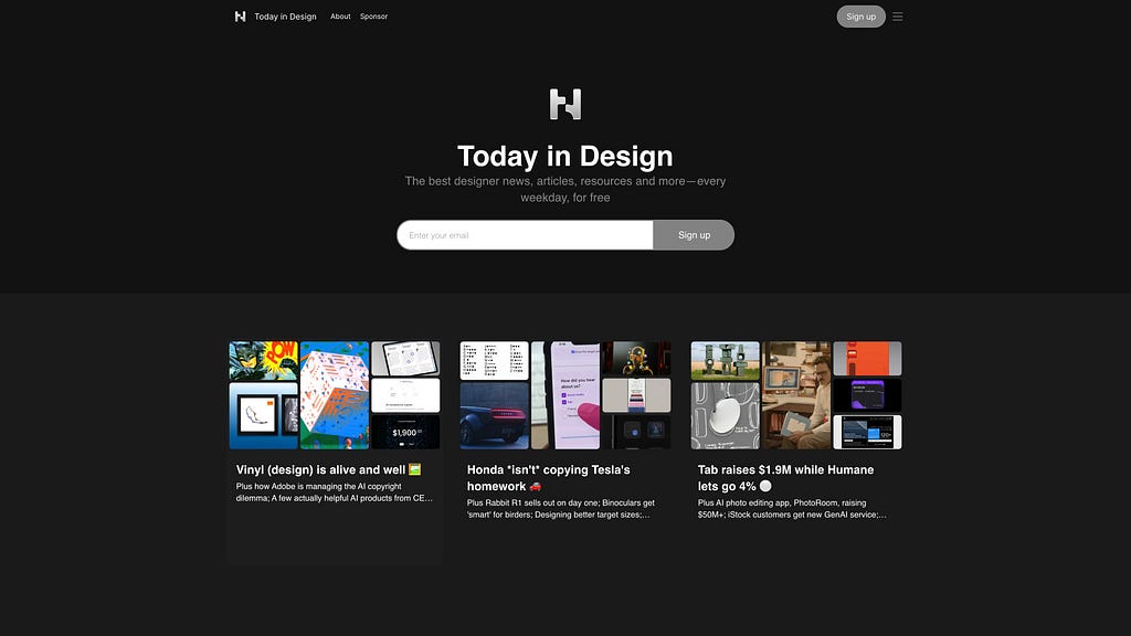 Homepage of Today In Design