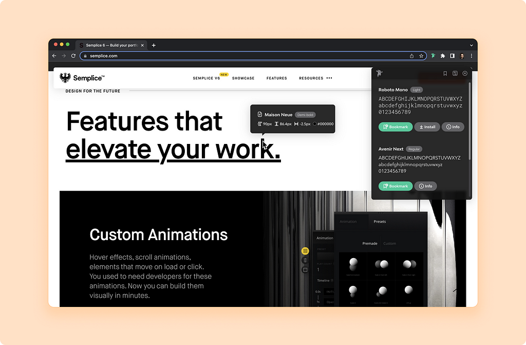 Fonts Ninja Chrome Extension for App Designers