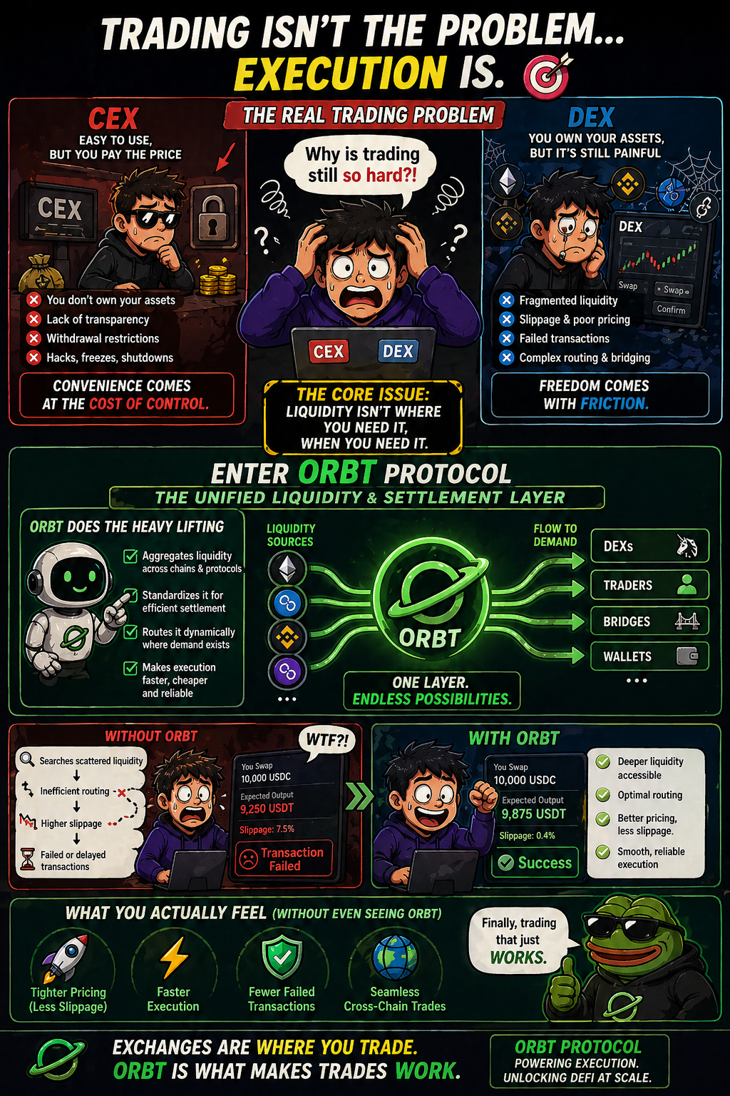 THE REAL TRADING PROBLEM Whether you use a CEX or DEX, you run into:
✅ bad pricing (slippage)
✅…