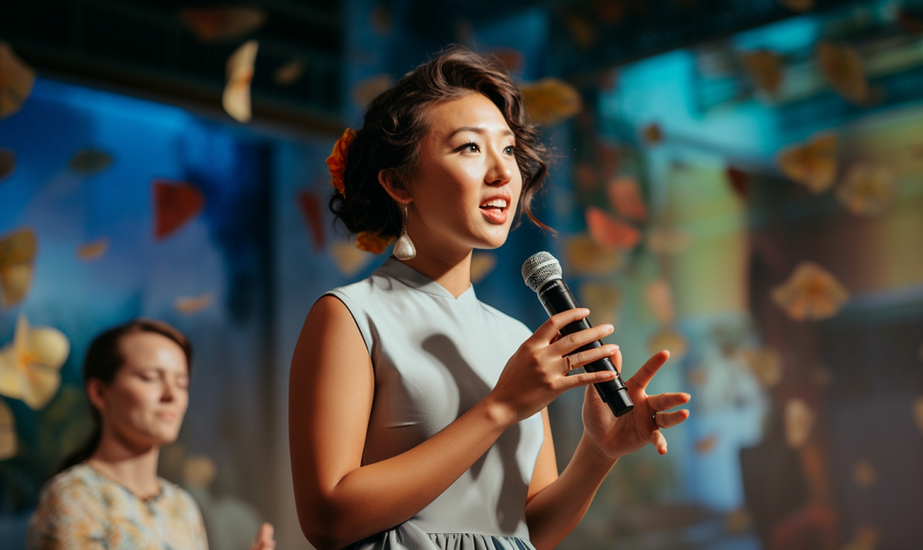 A woman giving a speech