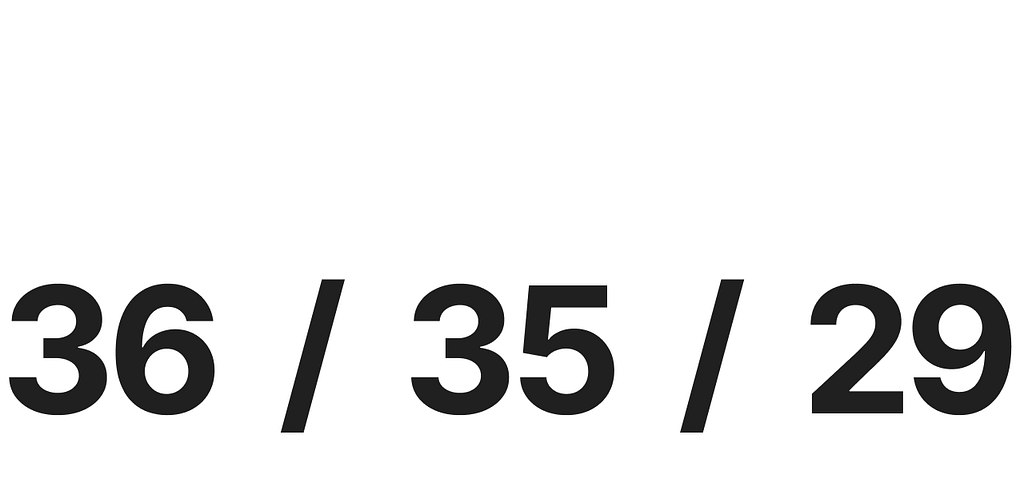 Bold type: 36/35/29