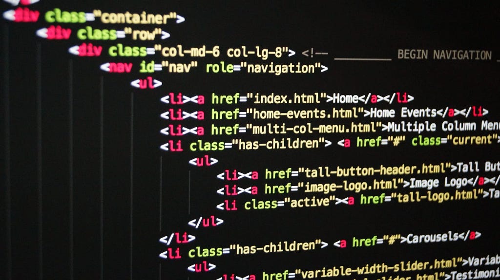 Web için kodlamada bir HTML kodu  örneği