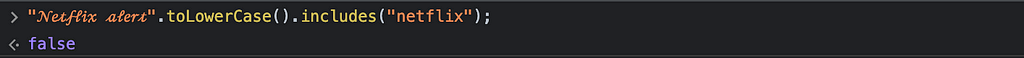 A JavaScript snippet that demonstrates that a brand name written in different letter type is not the equivalent to the ASCII representation of the same brand name.