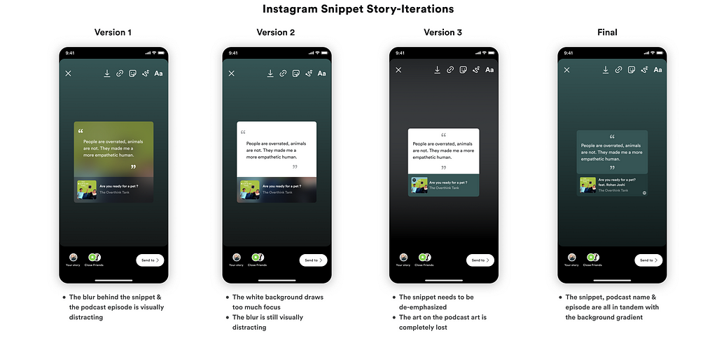 Instagram story iterations