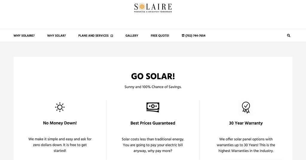 Solaire ‘s website