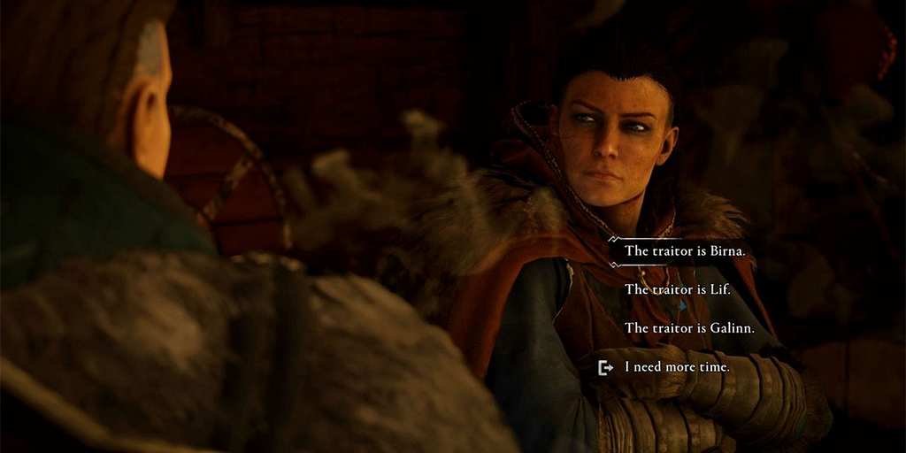 Eivor accuses a traitor in assassins creed valhalla