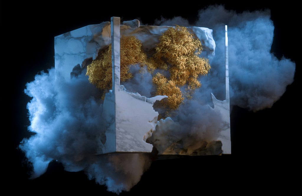 A cloud of smoke and a piece of paper on a black background