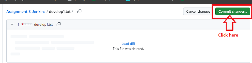 Do Commit Change to delete develop1.txt