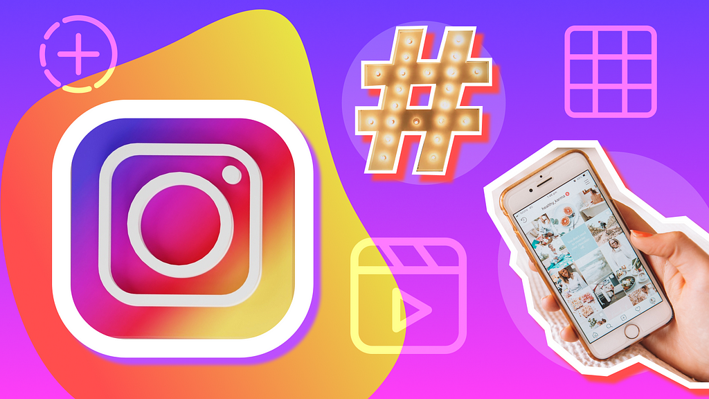 features the Instagram logo, Instagram hashtag, and Instagram feed