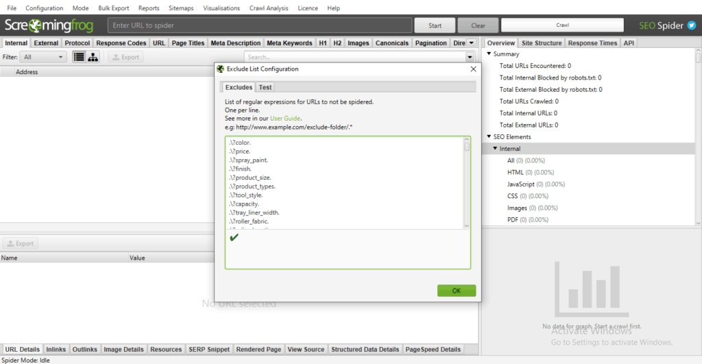 Screaming Frog Exclude Parameter