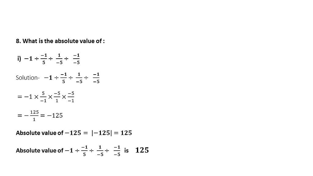 Absolute value of an integers questions and answers