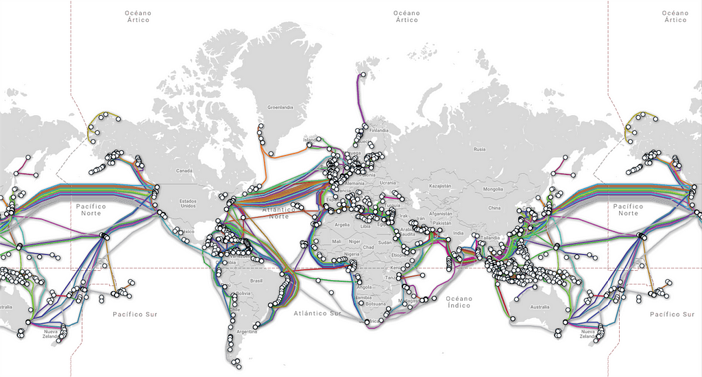 Global map of submarine cables