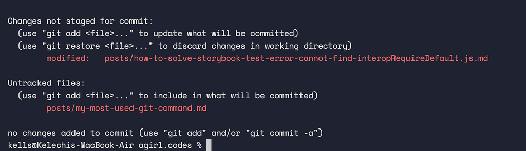 git status result