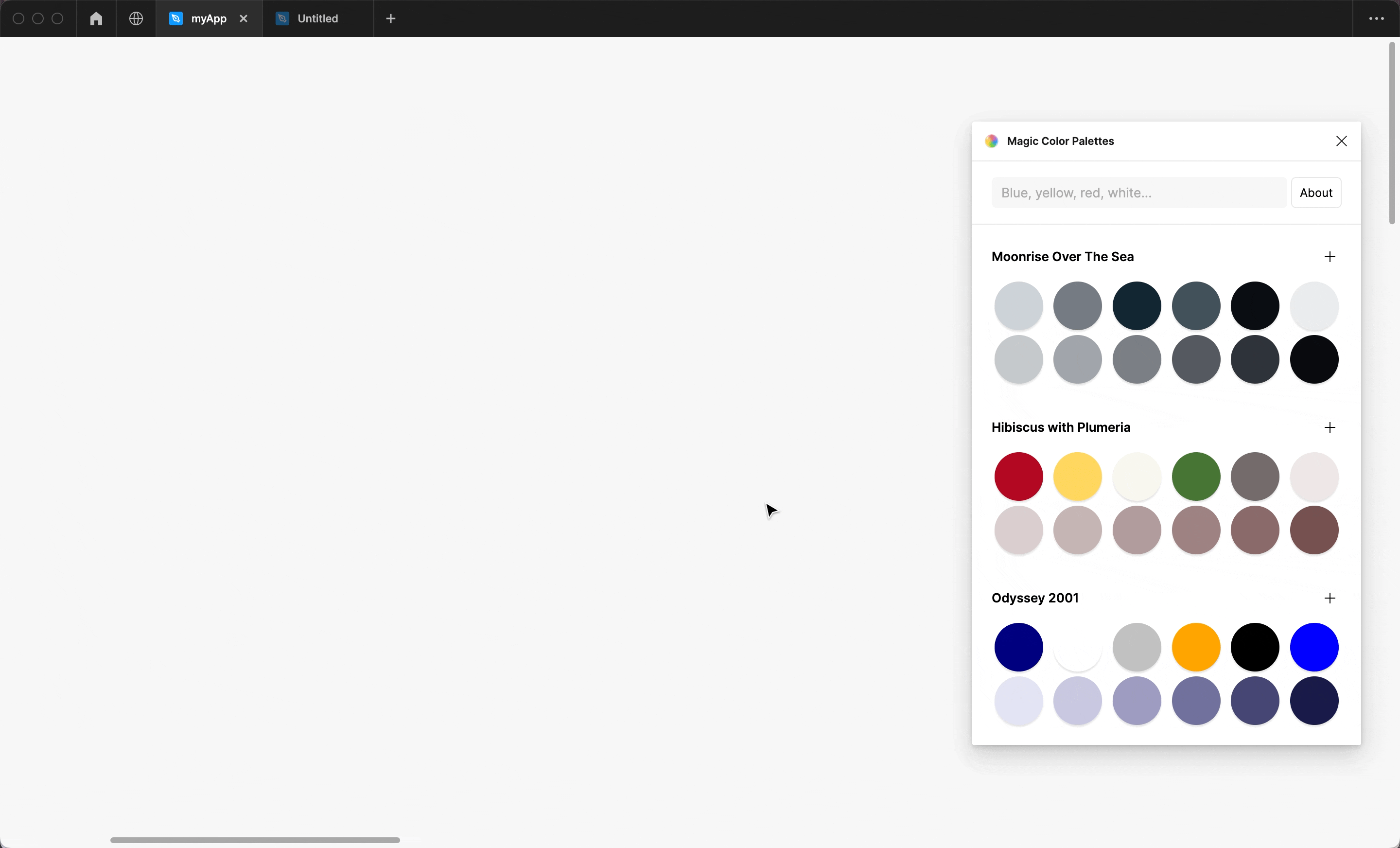 Add selected palette to the canvas